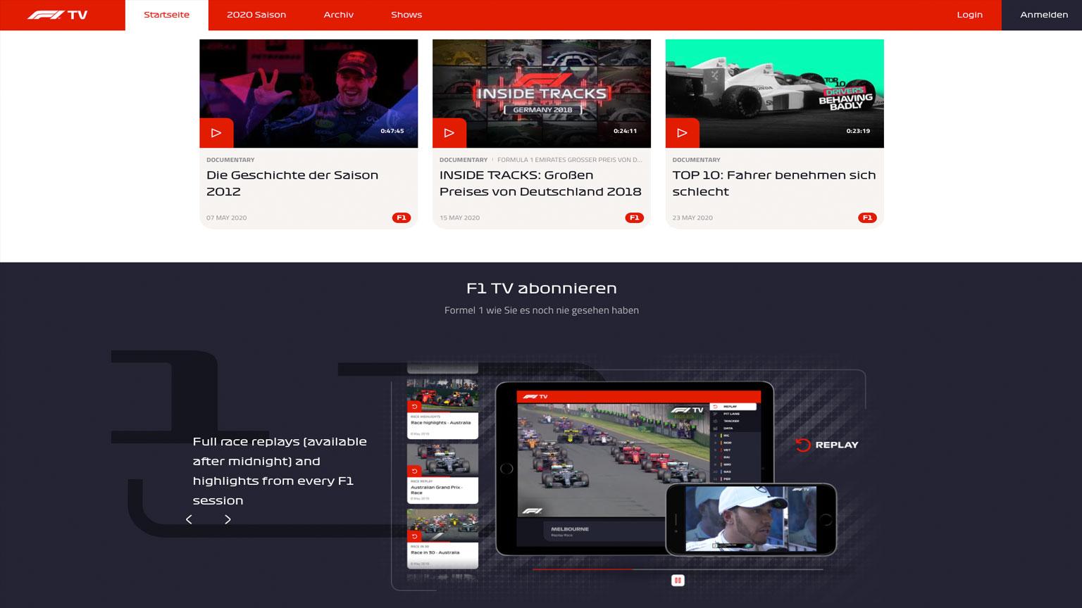 F1 TV Pro F1 TV Access Streaming Sender Rennen Formel 1 Rennfahrer Artikelbild Ferrari