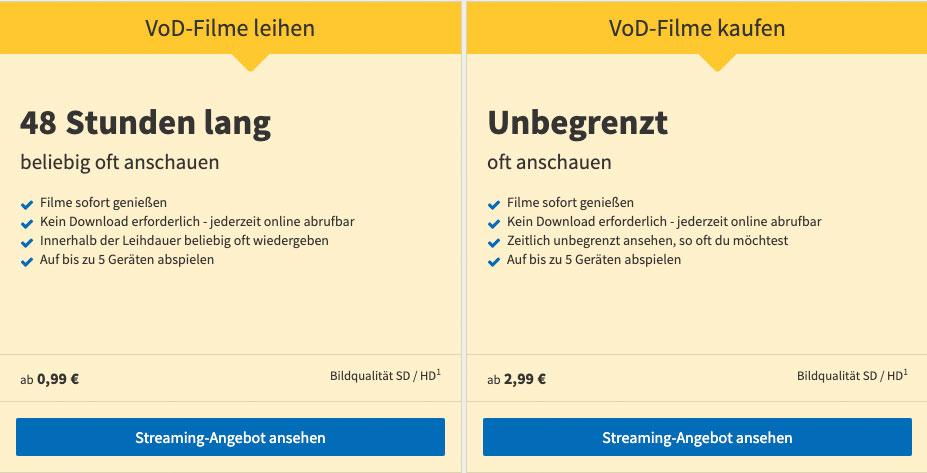 VideoBuster.de Filme kostenlos streamen Angebot Abonnement Filme leihen Video on Demand VoD