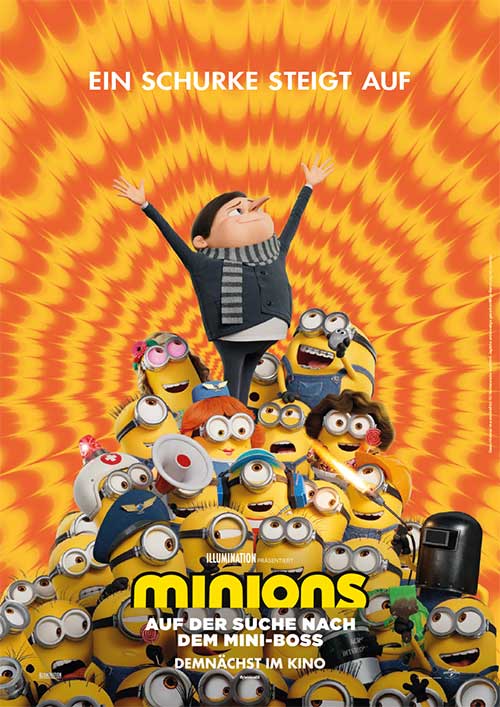 Minions - Auf der Suche nach dem Mini Boss Film 2022 Ein churke steigt auf Kino Plakat